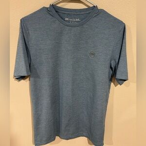 Travis Mathew Men’s Blue Heather Crew Neck Performance T-Shirt Size Small
